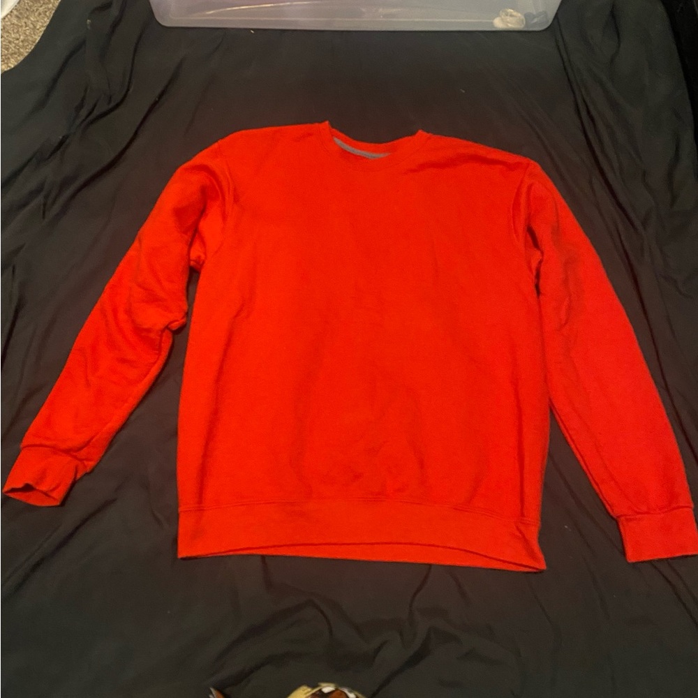 red crewneck sweatshirt